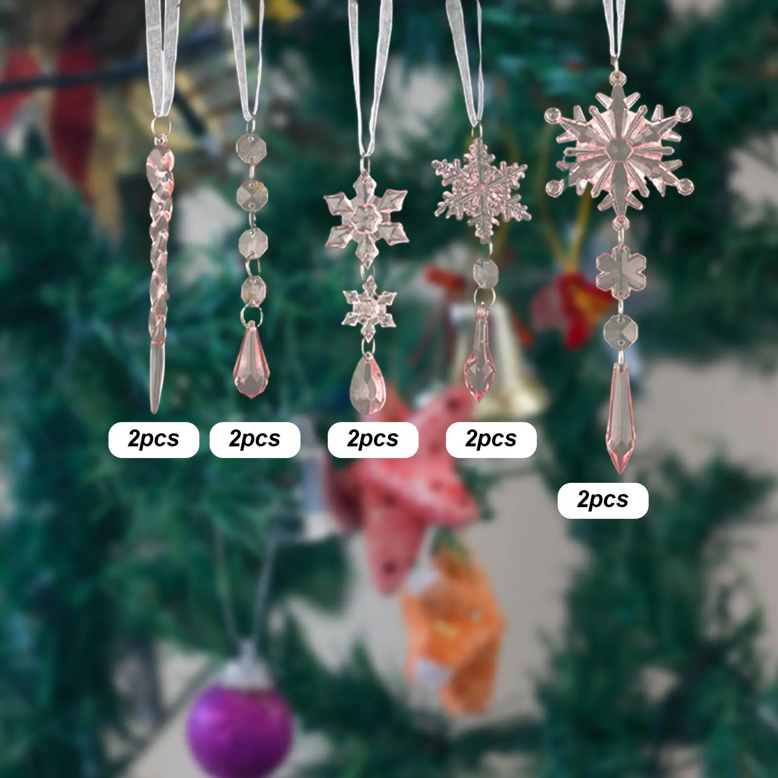 Adornos de carámbanos de nieve, decoración de árbol de Navidad, colección de decoración de temporada, adornos colgantes, colgantes de árbol de Navidad para fiesta