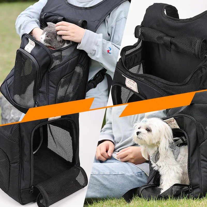 Mochila transpirable para gato, bolso de hombro para perros pequeños y gatos, Plegable, portátil, de viaje, suministros para mascotas - imagen 2