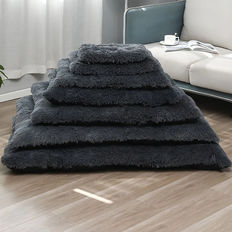 Cama rectangular de felpa larga, fondo antideslizante, sofá cama de invierno, estera para perros pequeños, Perrera de cama Chiwawa, colchón para dormir, suministros para perros XS