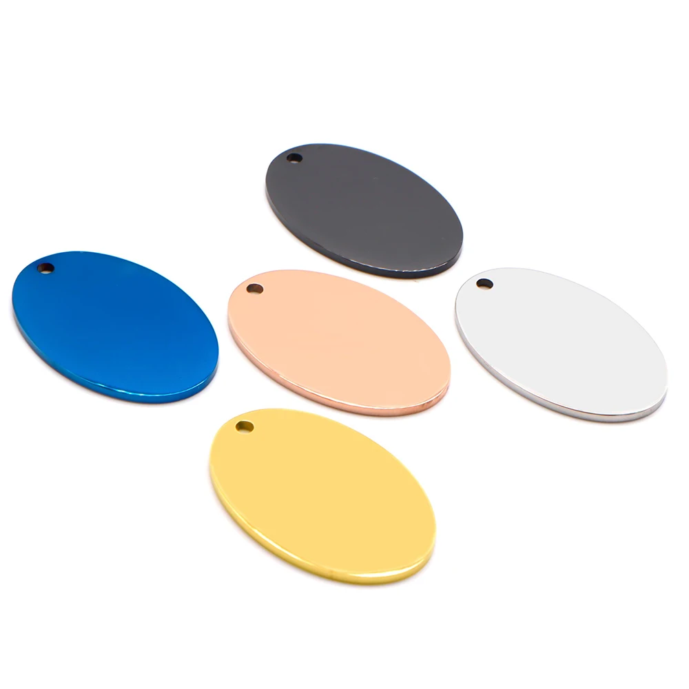 20 piezas colgante de Collar de Metal de acero inoxidable, etiqueta de identificación en blanco, colgante de identidad de perro, accesorios de anillo de Tey personalizados, puede grabar gato