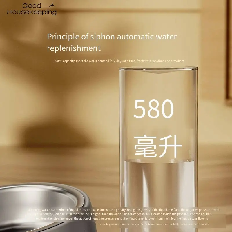 Dispensador de agua automático de doble cuenco para perros y gatos, cuenco de comida de acero inoxidable, suministros para mascotas, protege la columna vertebral, Boca de botella de vidrio - imagen 4