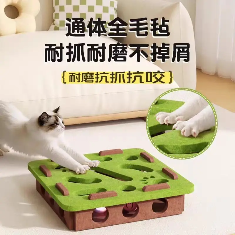 Juguete interactivo para gatos: laberinto de fieltro, bola y cascabel - imagen 4