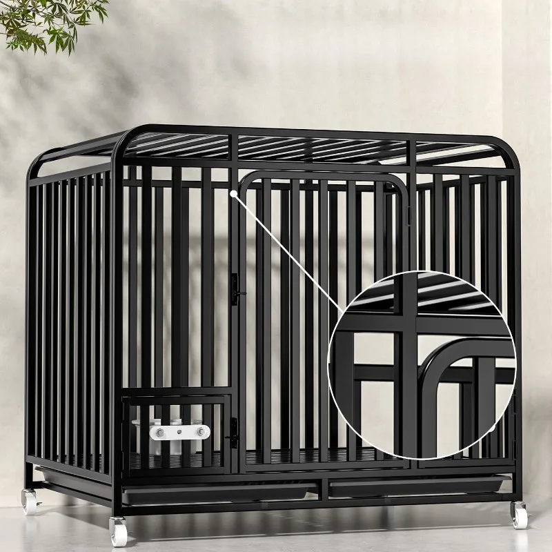 Jaula de Metal para perros, accesorios para casa de perros grandes y medianos, jaulas para perros grandes, bandeja con ruedas para cachorros, suministros para casa para perros para interiores y exteriores - imagen 5