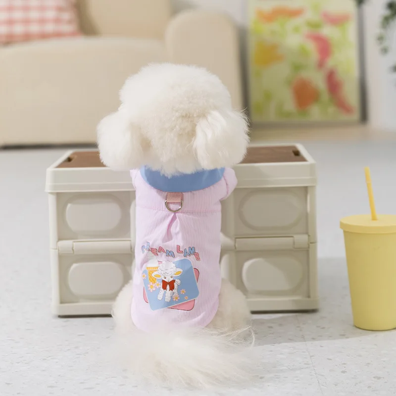 Camiseta para perro mascota, camisa a rayas fina y transpirable de primavera, ropa de dos piernas para perro de tamaño pequeño y mediano, Teddy Cat - imagen 4