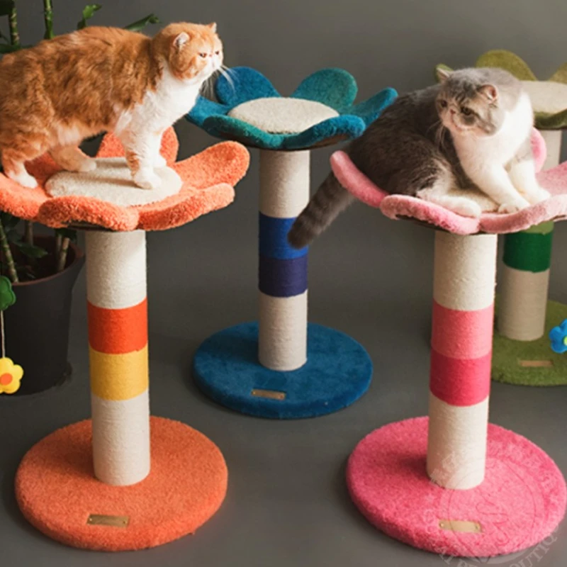 Rascador multicolor para gatos y flores, poste para escalar en la pared, árbol, suministros de entrenamiento para mascotas, accesorios para muebles - imagen 2