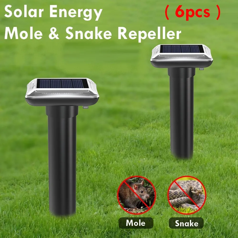 Repelente de serpiente ultrasónico Solar para exteriores, 6 piezas, repelente electrónico de serpiente para jardín, patio, granja