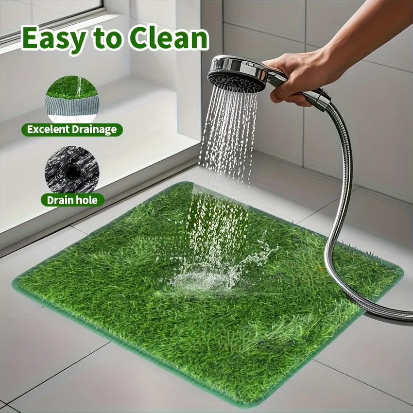 FUKUCHONG Entrenador de orinal para perros de césped artificial lavable: tamaño pequeño a grande, material EVA duradero, diseño verde y amarillo para Ind - imagen 2