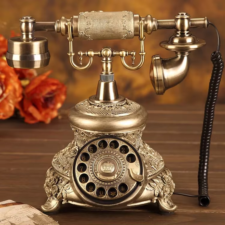 Teléfono retro de dial giratorio – Decorativo para escritorio y oficina - imagen 2