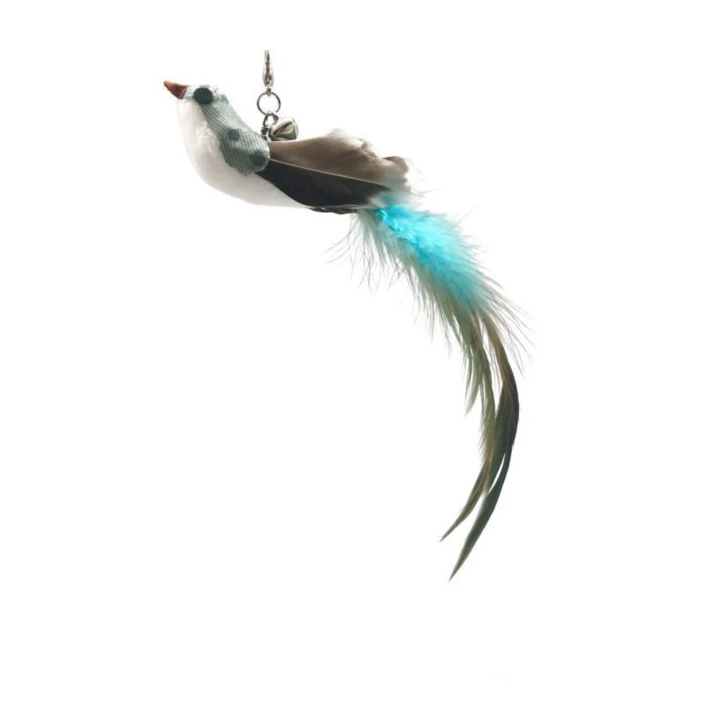 Juguetes de plumas para gatos, repuesto de varita de juguete para gatos, recambios de plumas naturales, accesorios para pájaros con campana para jugar en interiores - imagen 4