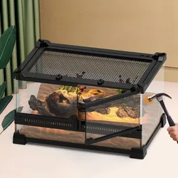 Terrario de vidrio templado doble puerta para lagartos y reptiles