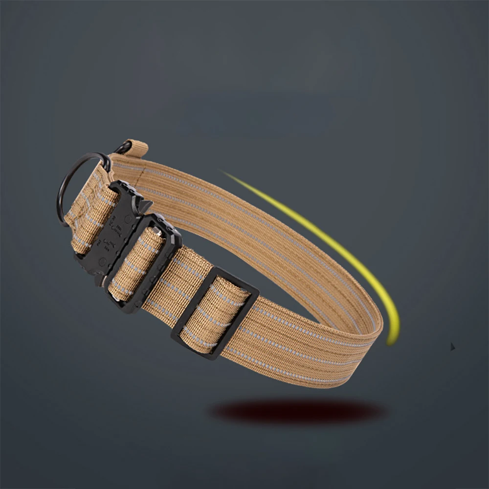 Collar para perro Collar de adiestramiento militar clásico ajustable reflectante para perros medianos a grandes para seguridad nocturna y control al aire libre - imagen 3