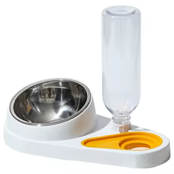 Comedero doble antideslizante con bebedero automático para perro y gato