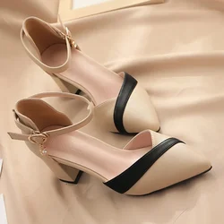 Zapatos de tacón medio para mujer – Punta estrecha y correa en tobillo