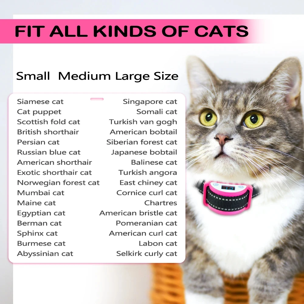 Collar antimullidos para gatos de 1-5 niveles, Collar vibratorio automático sin golpes para gatos, Collares para detener el malvado para accesorios para gatos  - imagen 3