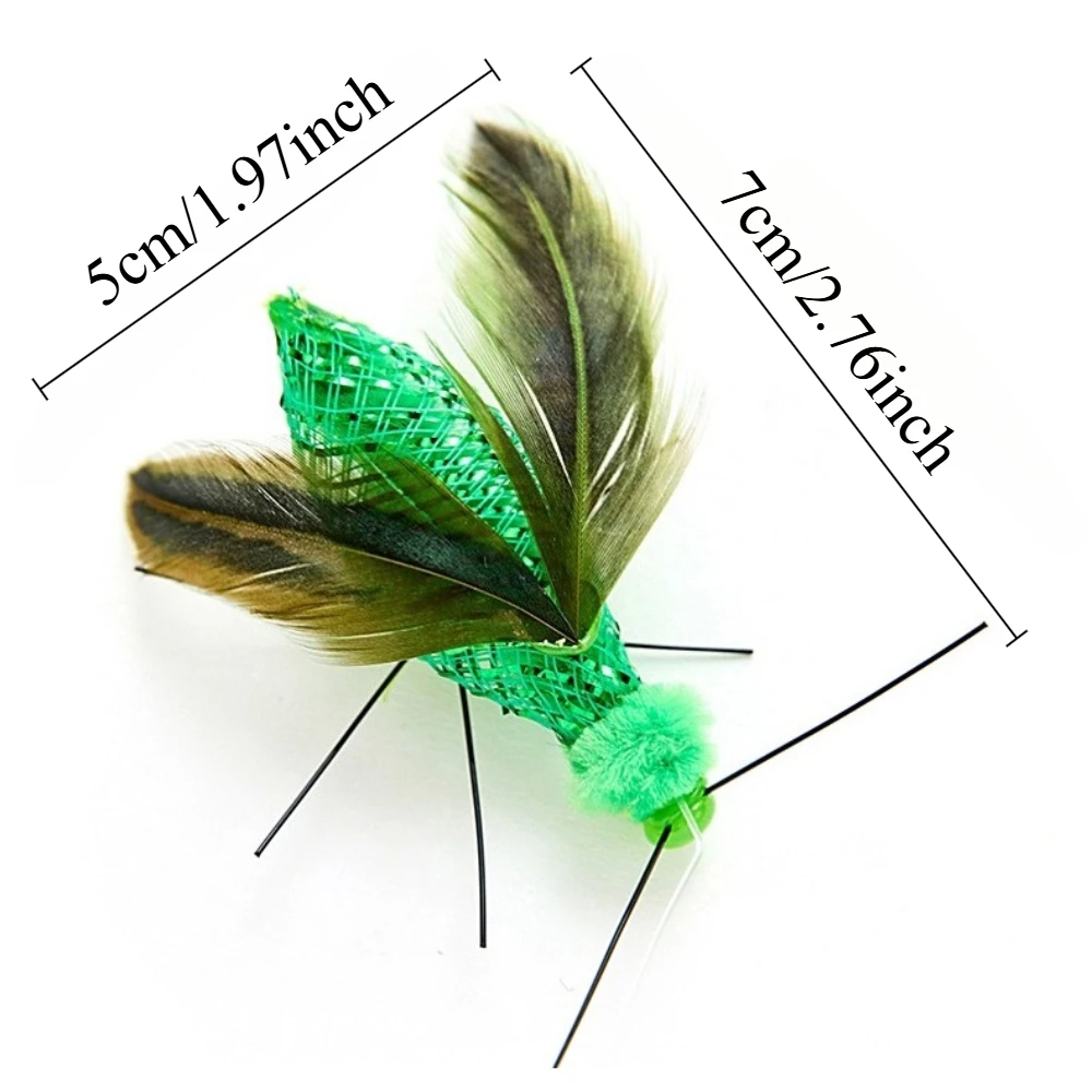 2 uds simulación formas de insectos pluma gato juguete reemplazo cabeza gatito gato Teaser juguete para mascotas - imagen 2