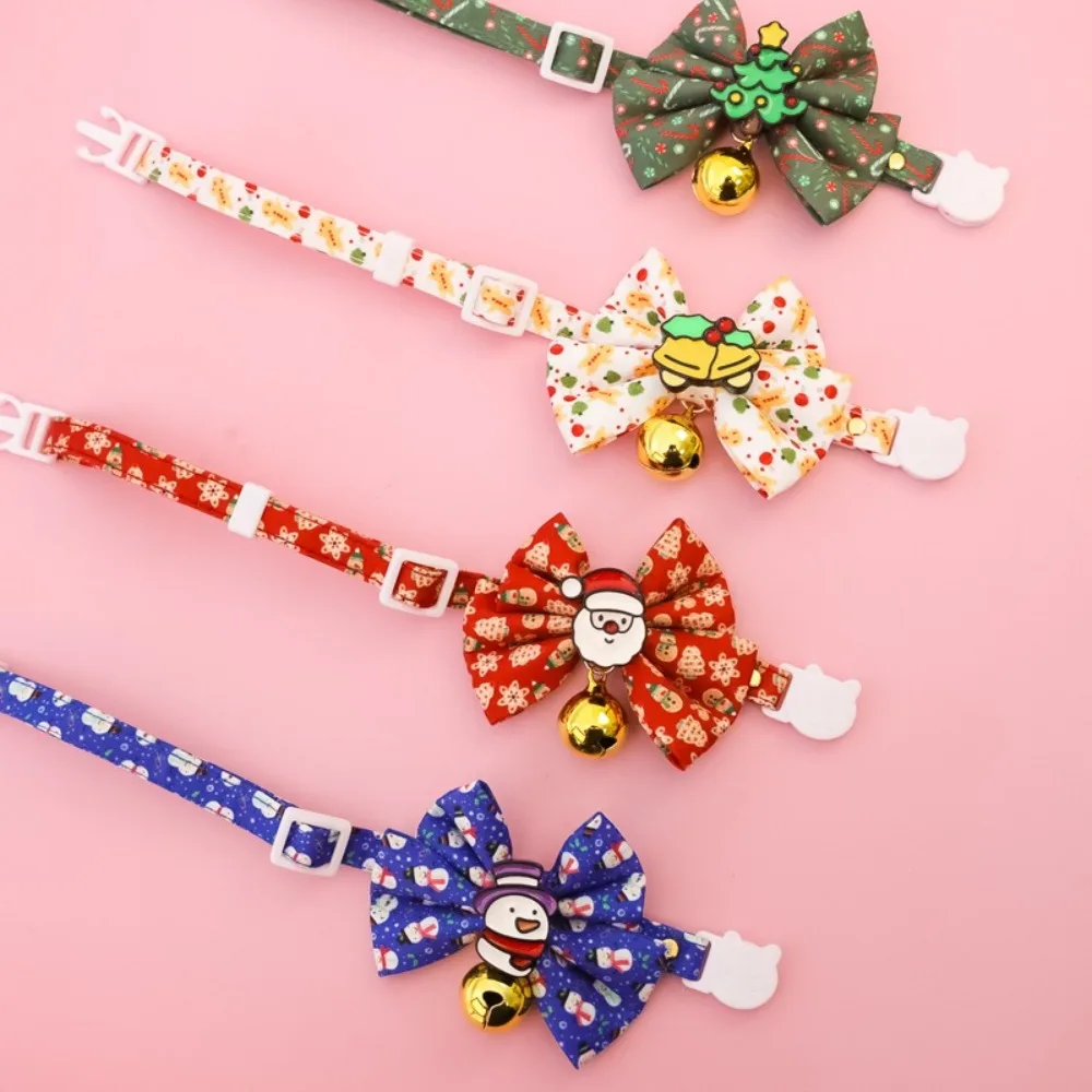 Collar navideño lazo muñeco nieve cierre ajustable para gatos y perros - imagen 4