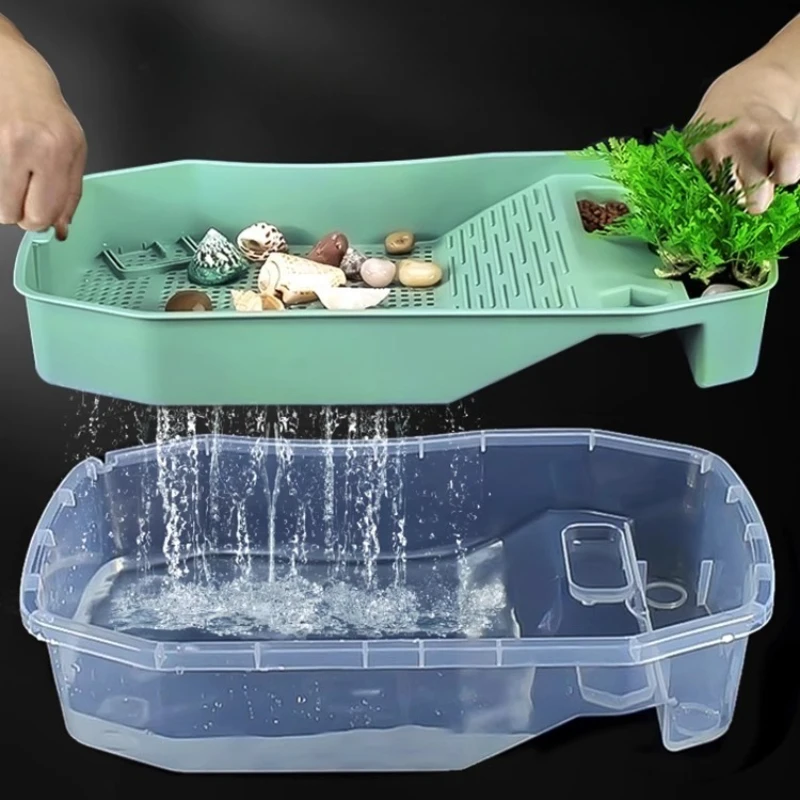Caja de tortugas creativa, terrario de tortugas para mascotas, terrario grande de lujo para Reptiles, perrera de tortugas, cubo de cría para mascotas, suministros para reptiles - imagen 2