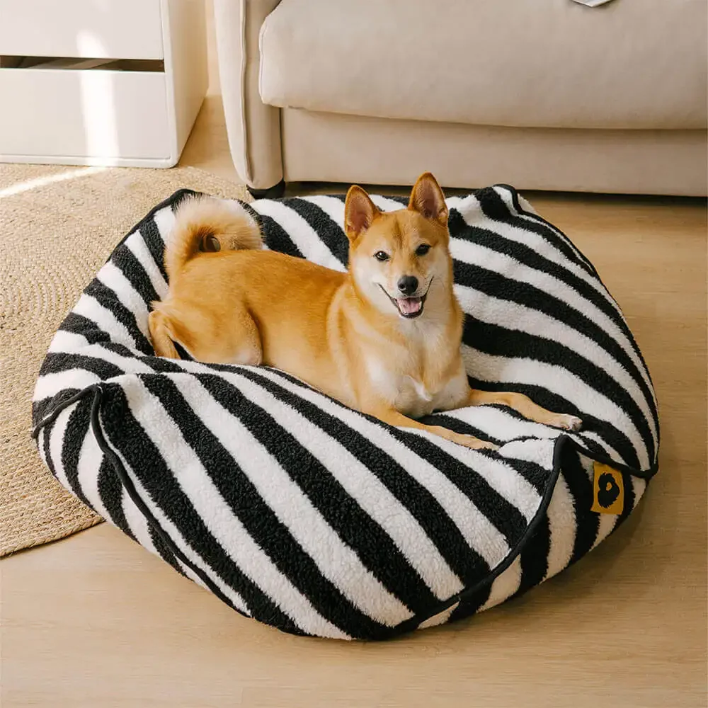 Elegante patrón de rayas poligonal, bolsa de frijol calmante, cama para perros nublada, lavable a máquina, rebote suave, sueño para perros, Cama grande para mascotas - imagen 5