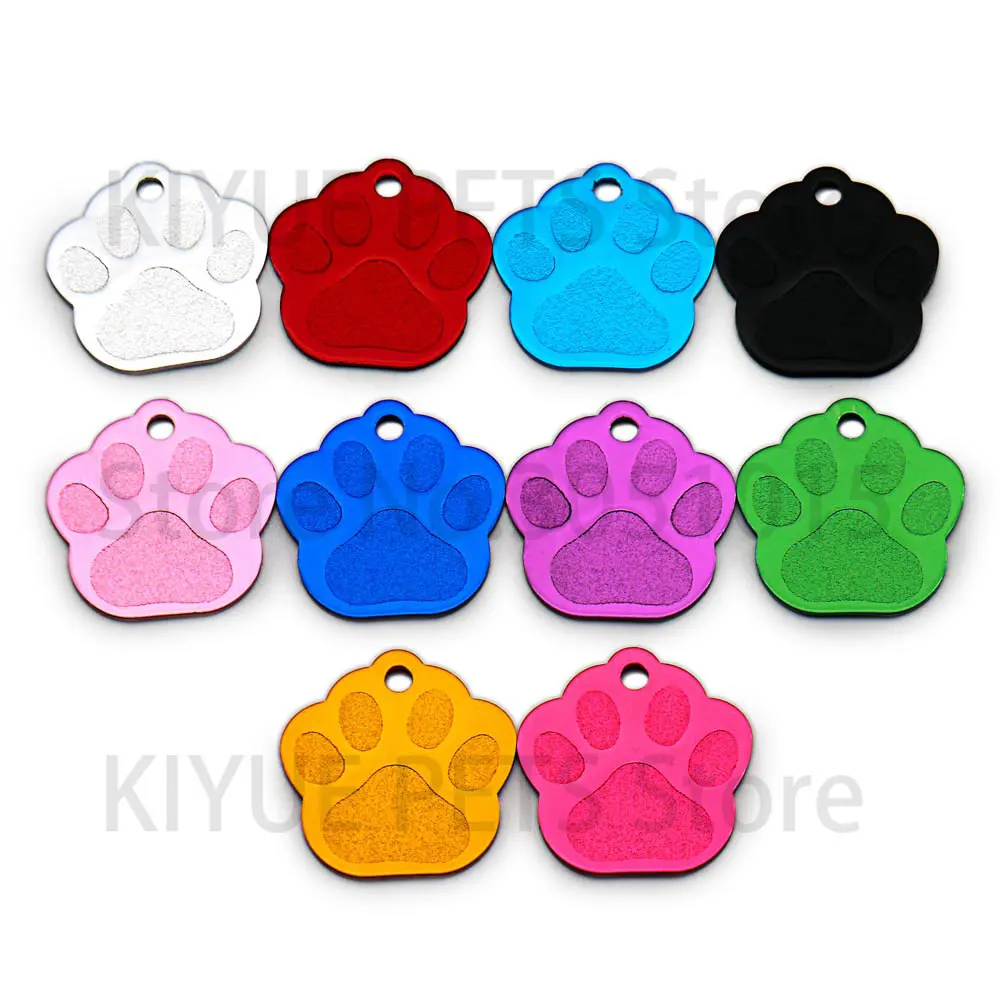 Placa identificativa con forma de pata para perros y gatos – Nombre y teléfono grabados - imagen 2