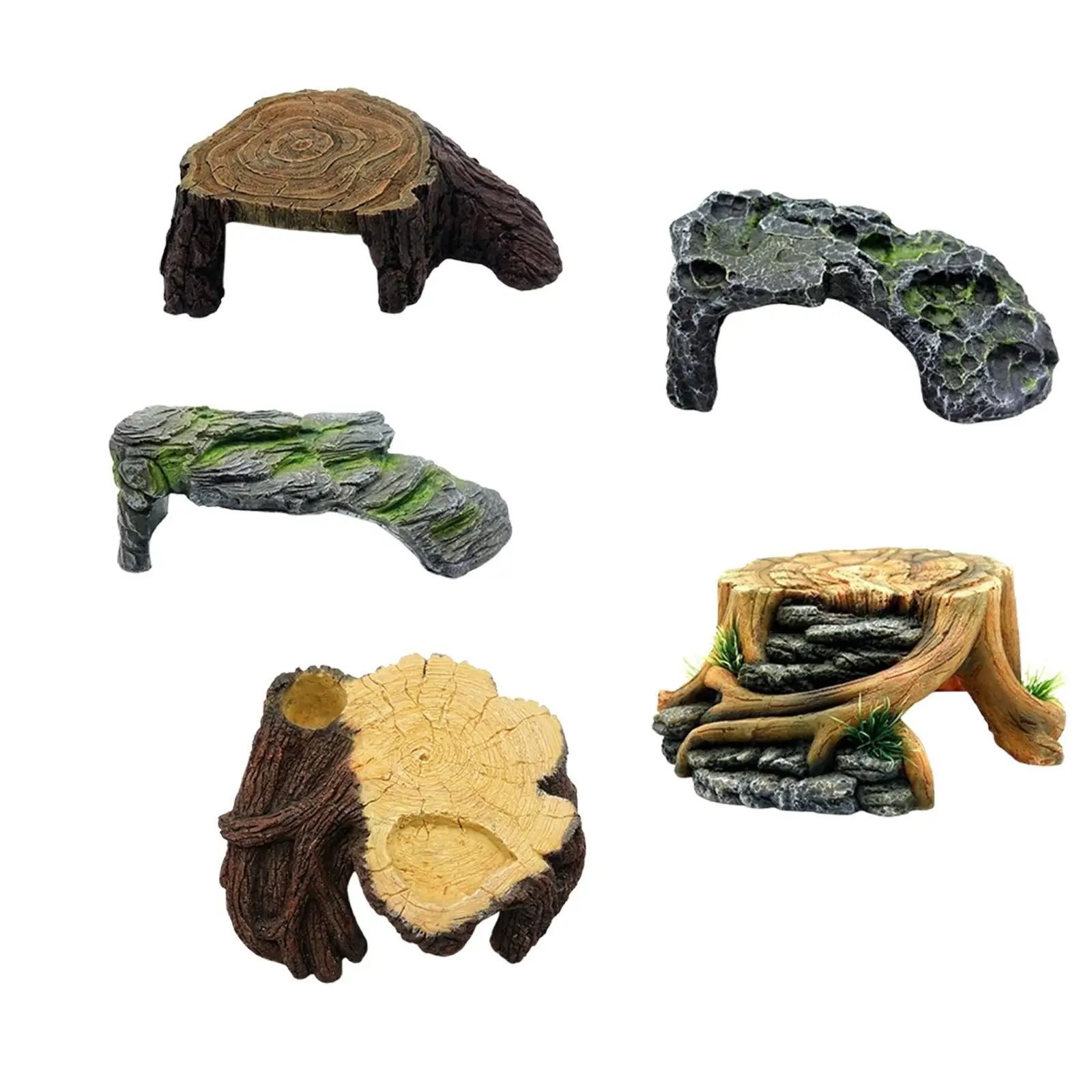 Reptile Hideout Cave, Resin Aquarium Decoration, Decorative Turtle Basking Platform, Aquarium Fish Tank Decoration for Snake