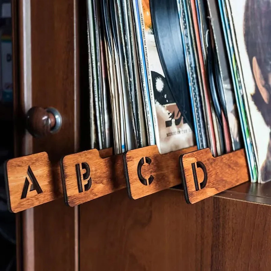 Separadores de discos de vinilo A-Z, piezas de madera, organizador - imagen 2