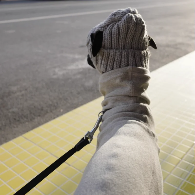 Gorro de lana gris tejido a mano para perros en invierno, cubierta cálida para cabeza de Whippet de galgo italiano, con orejas expostas en otoño - imagen 4