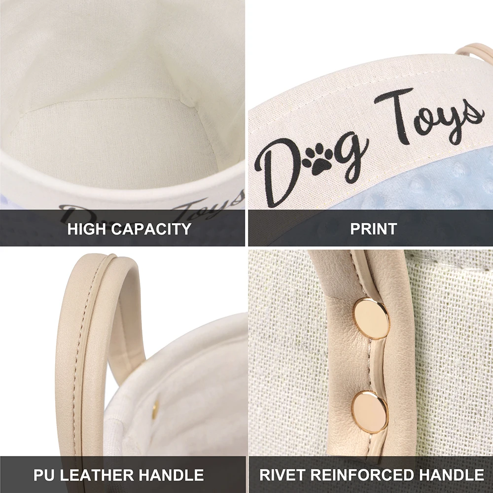 Cesta plegable de gran capacidad para juguetes de perros, con asas contenedor de almacenamiento, organizador, accesorios para juguetes de mascotas - imagen 3