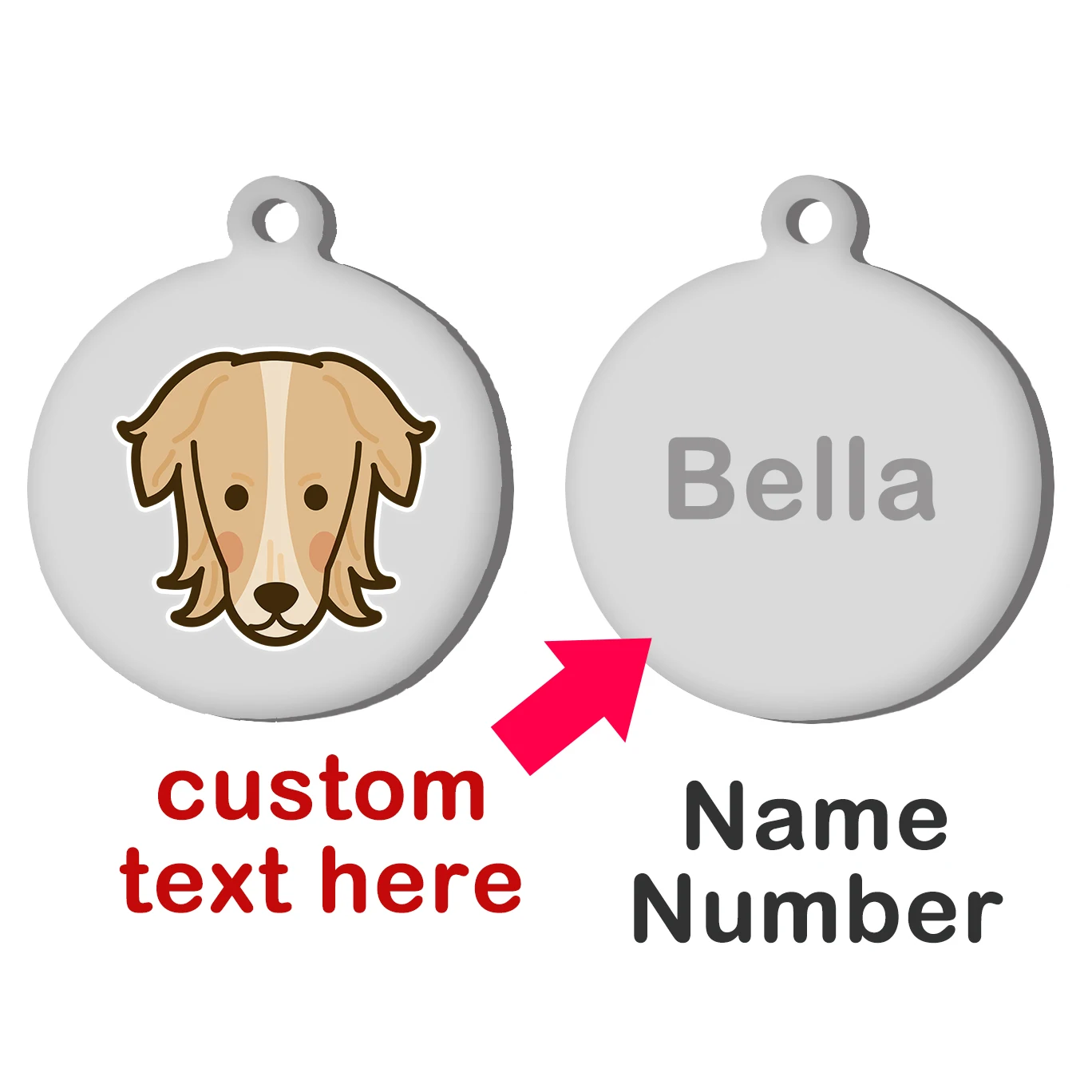 Collar con etiqueta de perro BORZOI personalizado, etiqueta de identificación grabada con nombre de acero inoxidable personalizado para Collar de perro, colgante con placa con nombre antipérdida para mascotas - imagen 2