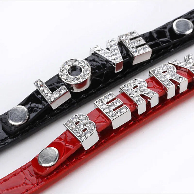 Collar de lujo personalizado DIY para mascotas, Collar de cocodrilo de Pu, Collar para perro y gato, Collar para perro pequeño y mediano, cuero con diamantes de imitación ostentosos - imagen 3