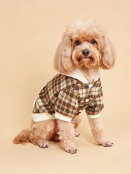 Jersey a cuadros con capucha para perros mini y gatos