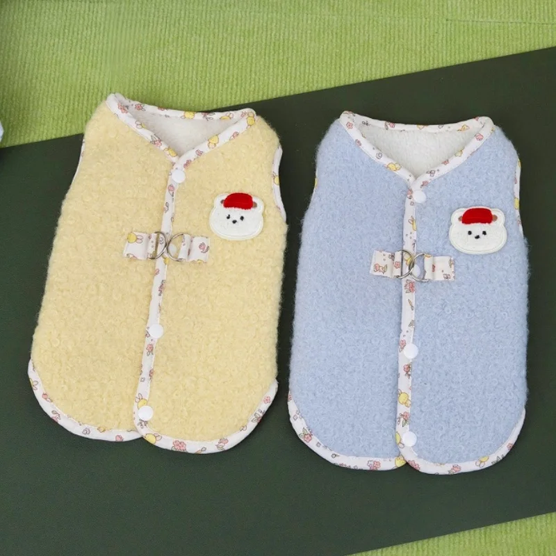 Cárdigan de peluche para perro, abrigo cálido y suave para perro, chaqueta de otoño para cachorro, abrigo con estampado de oso, chaleco para gato, chaqueta, trajes para mascotas Chihuahua