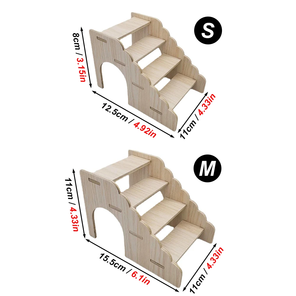 Escalera de escalada de madera para hámster, plataforma de baño y oculta de varios niveles para mascotas pequeñas, Chinchillas, gerbils, escalera para hámster, 1 ud. - imagen 2