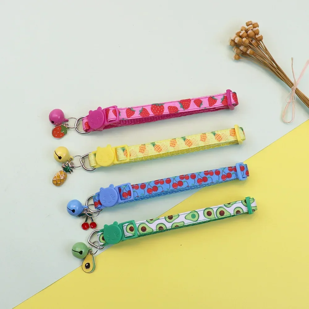 Cinta para mascotas, Collar de frutas para gatos, accesorios de frutas para perros y gatos, Collar ajustable para mascotas con campana - imagen 5