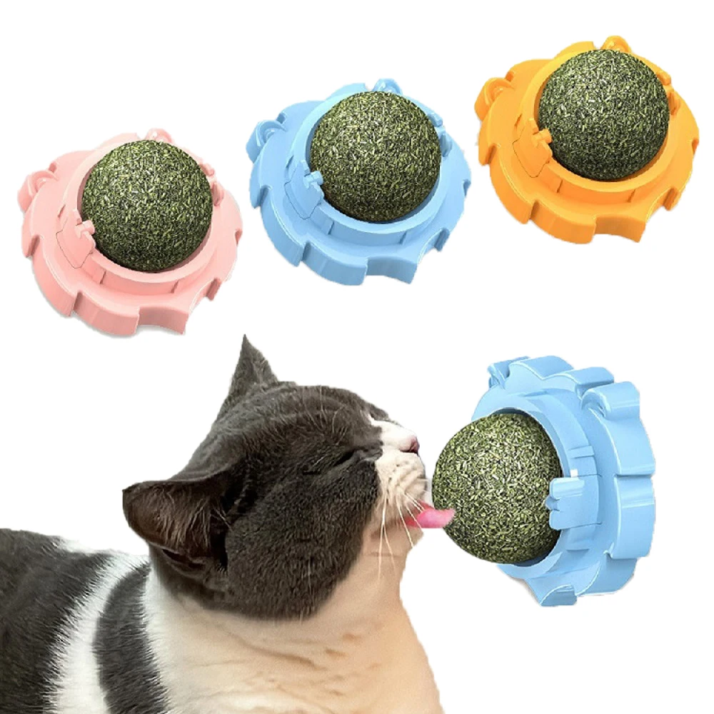 Bola adhesiva de pared de gato con hierba gatera Natural, rascadores de juguete, golosinas, elimina bolas naturales saludables para promover la digestión, aperitivos de hierba para gatos - imagen 2