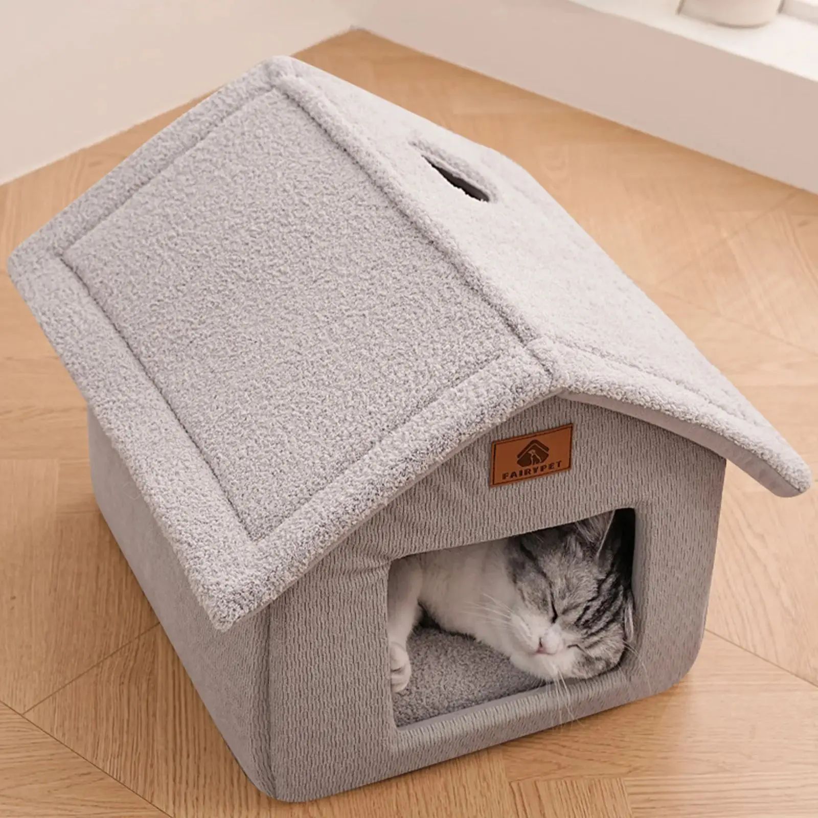 Casita cerrada gruesa invierno para gatos y perros pequeños – Plegable - imagen 2
