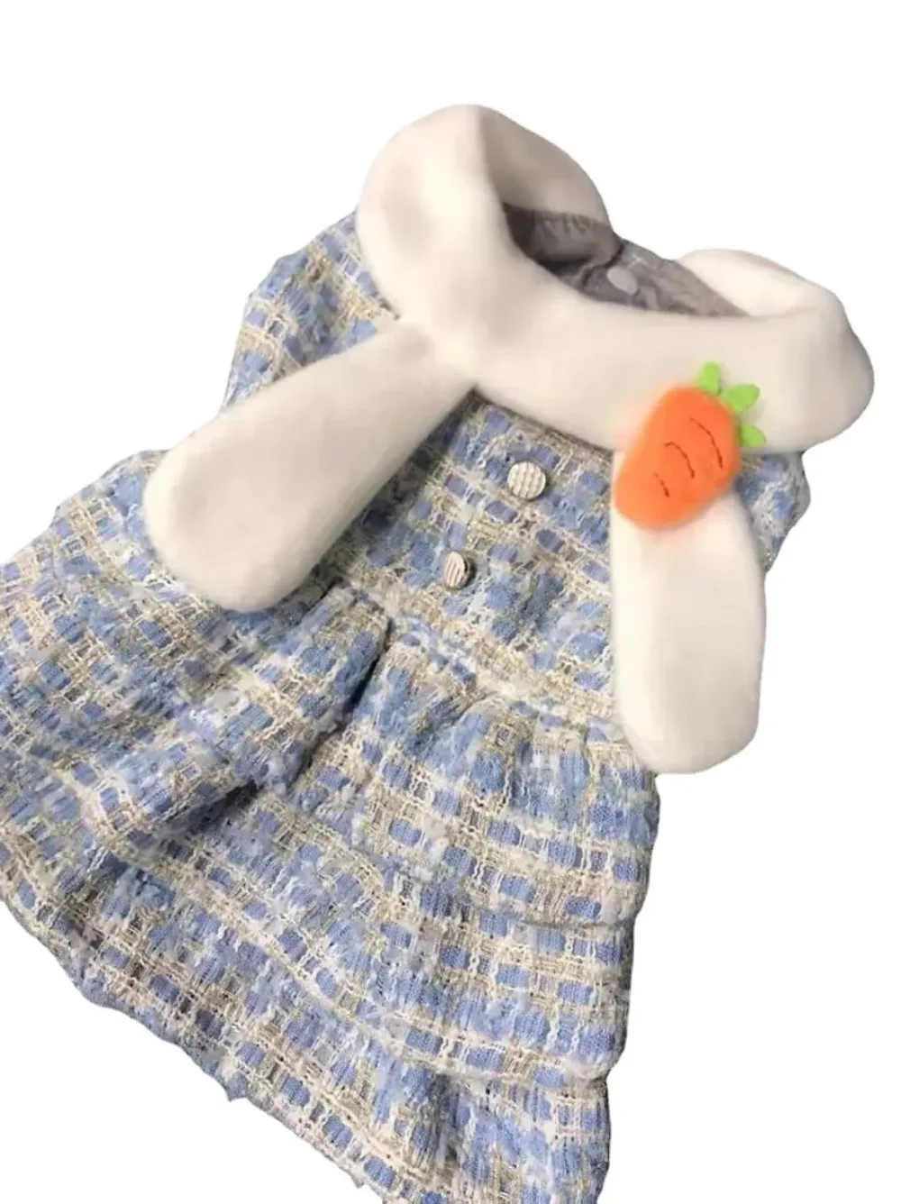 Abrigo de lana con flores para perro, ropa bonita con orejas de conejo, Schnauzer oso de peluche, vestido de princesa para perro pequeño y cachorro, Otoño e Invierno - imagen 5