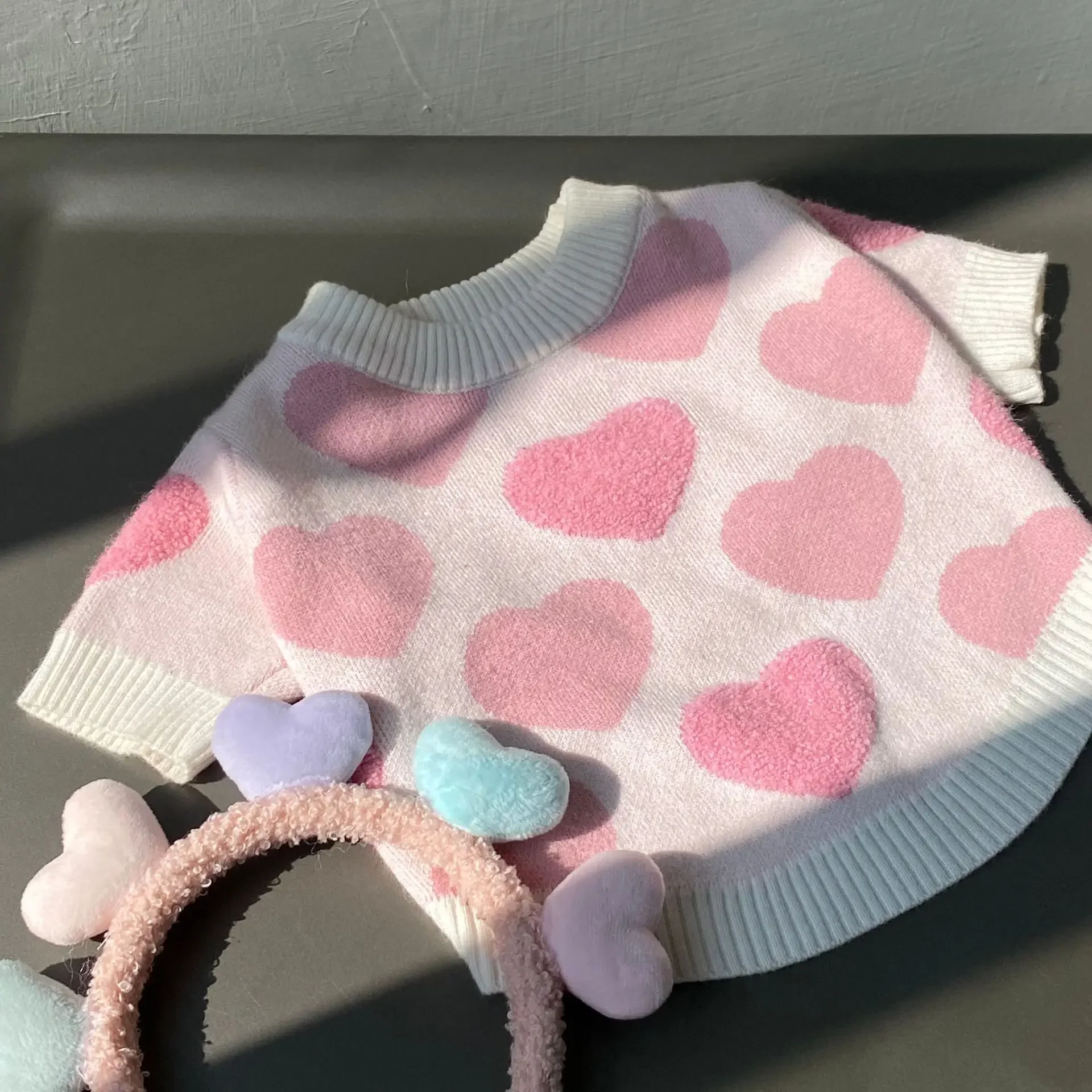 Suéter rosa para mascotas, ropa para perro, gato, amor, Ley, Lucha, peluche, Schnauzer, Red, cachorro rojo, Otoño e Invierno - imagen 5