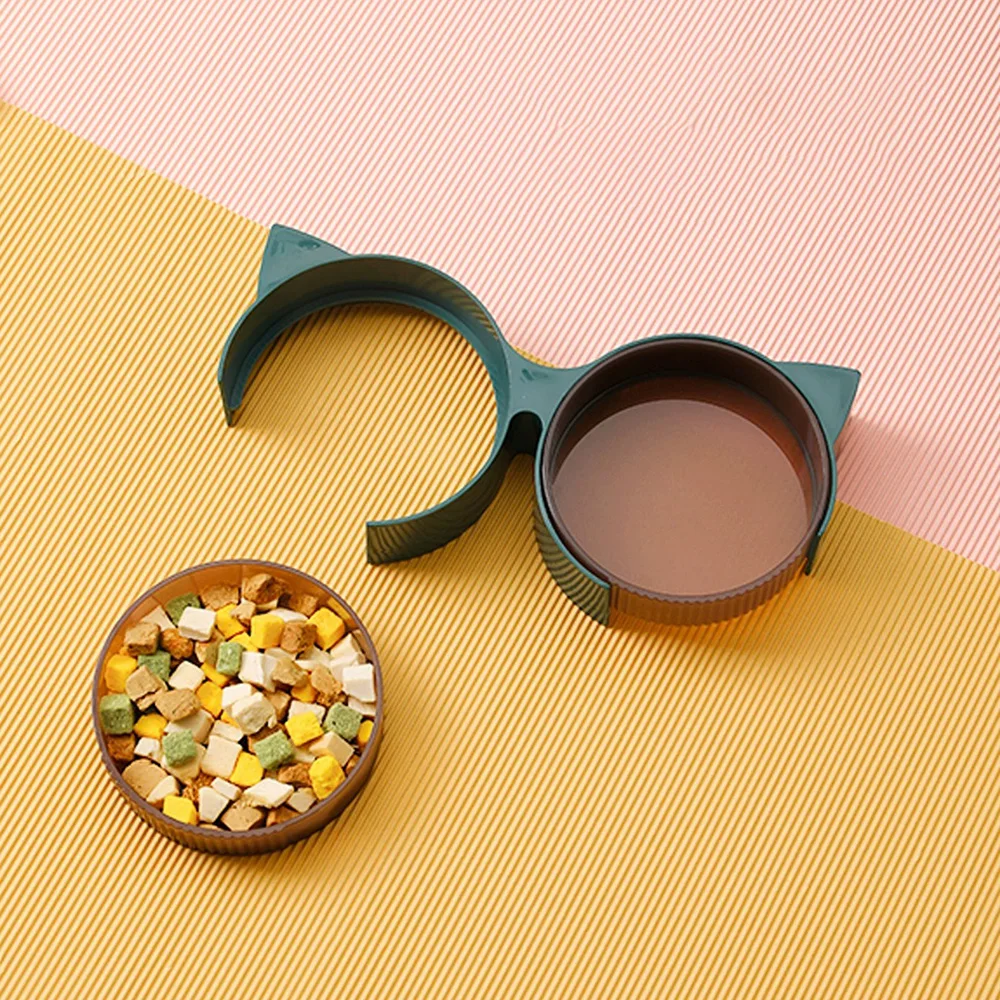 Cuenco doble para mascotas: juego de cuencos para perros y gatos para comida y agua, cuenco de alimentación antiderrames, plato de agua, cuenco de comida para mascotas sin punta, cuenco de agua, - imagen 4