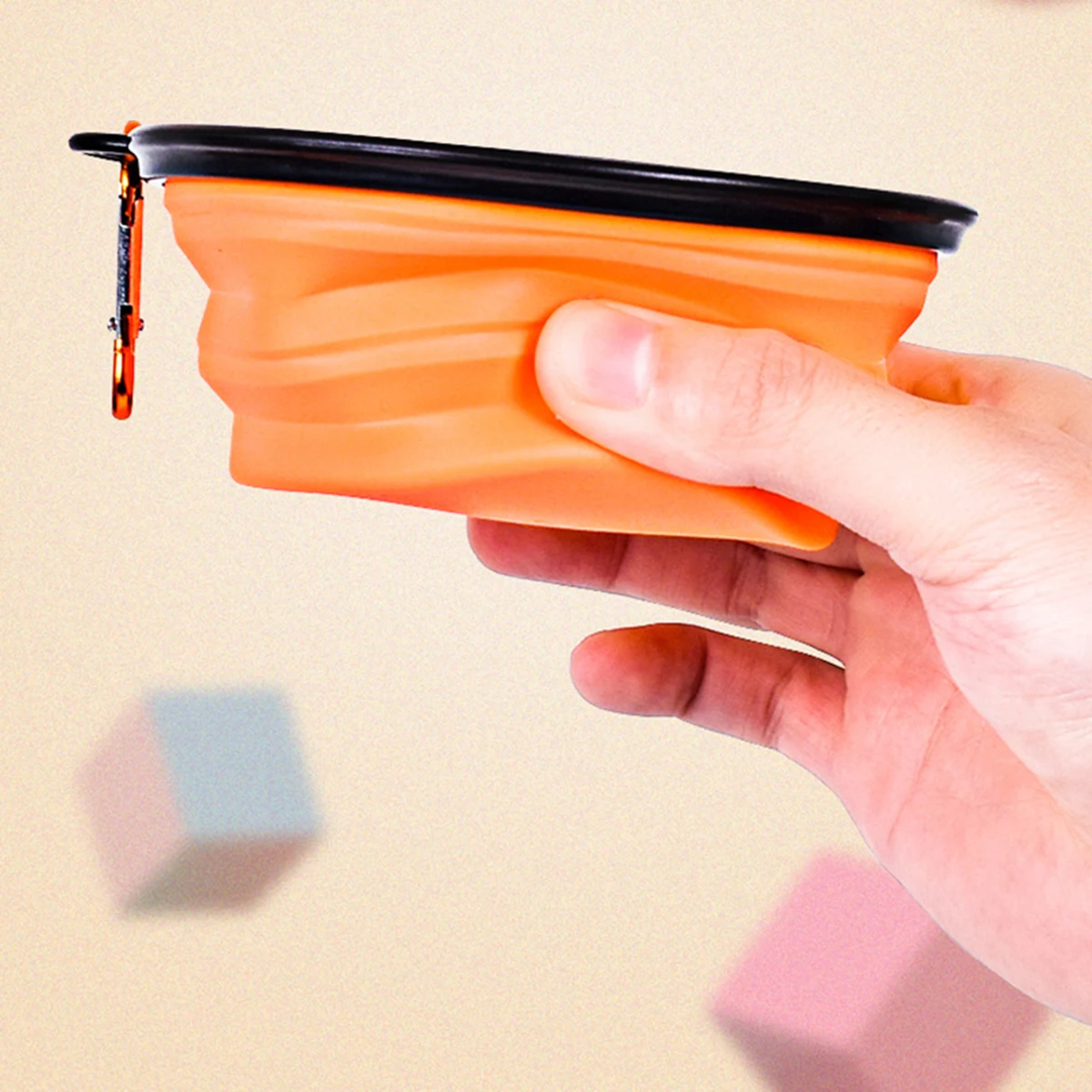 Cuenco plegable con marco negro de 350ML con llavero, cuenco para mascotas, cuenco de viaje portátil, práctico cuenco para gatos, cuenco plegable no fácil de deformar - imagen 4