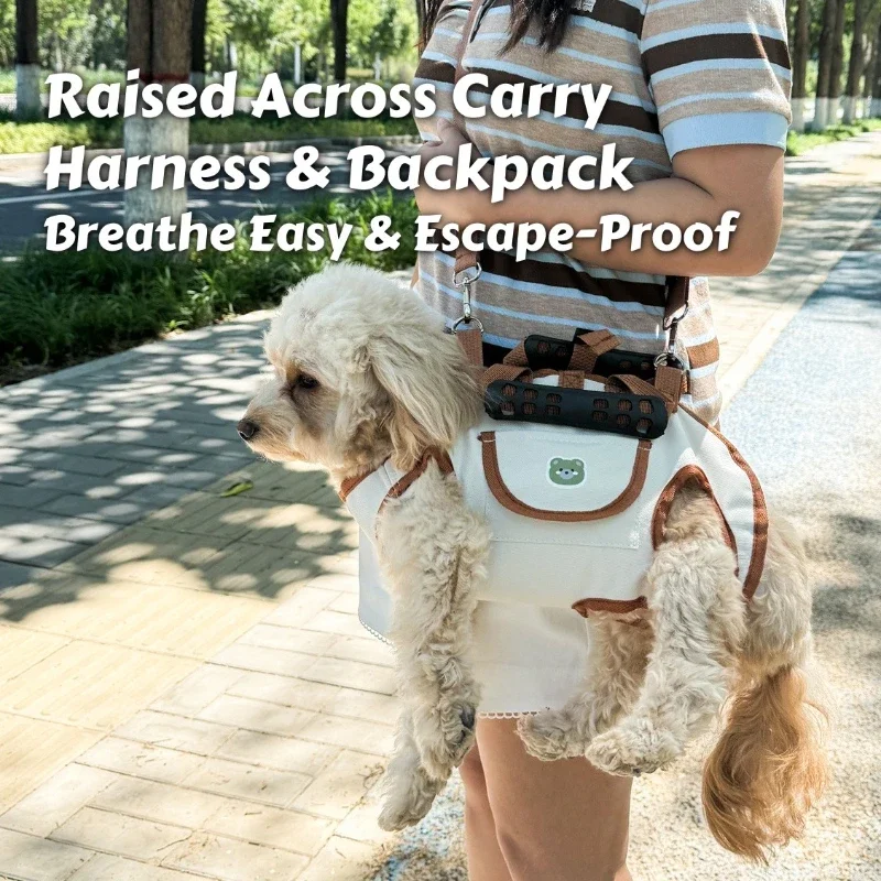 Mochila transportín para perros pequeños con arnés transpirable