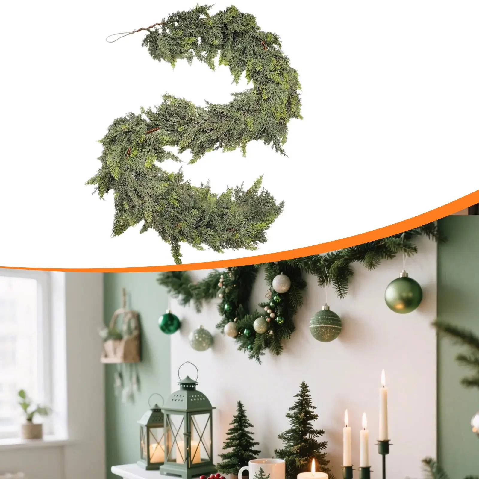 Guirnalda de vegetación Artificial, decoración navideña, adorno colgante realista, Navidad - imagen 2