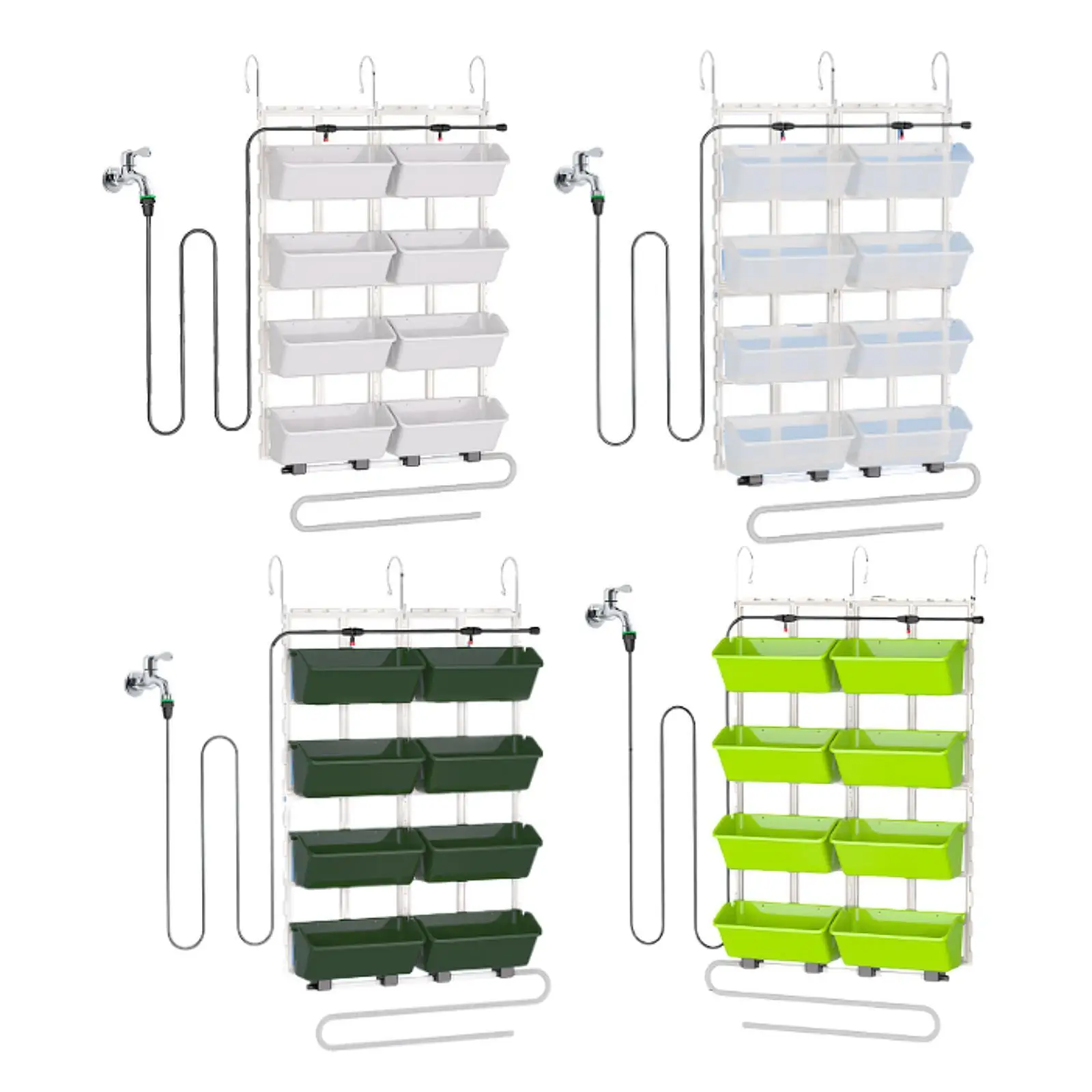 8 Pieces Garden Plant Pot Vertical Planter 4 Levels Raised Bed Self-draining