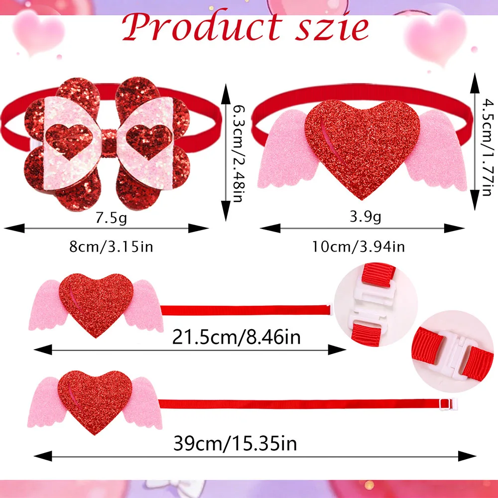 Pajarita roja San Valentín para perro y gato – Accesorio Estilo amor - imagen 3