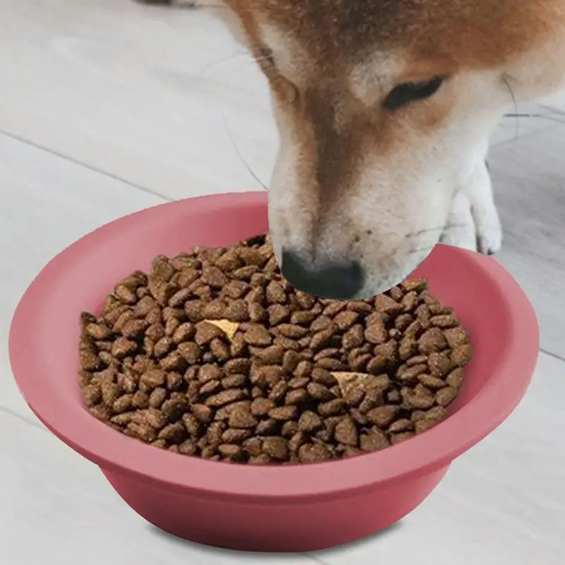 Cuenco de silicona para perro, alimentador lento de doble cara con dibujos animados, suministros de alimentación para mascotas