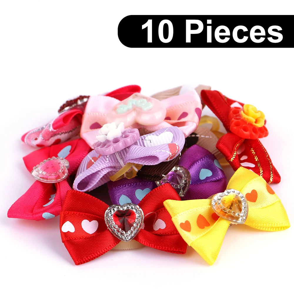 Lazos de goma para el pelo de perro, pinzas para el pelo de gato hechas a mano, accesorios de aseo para perros pequeños y gatos, 10 unids/lote - imagen 2