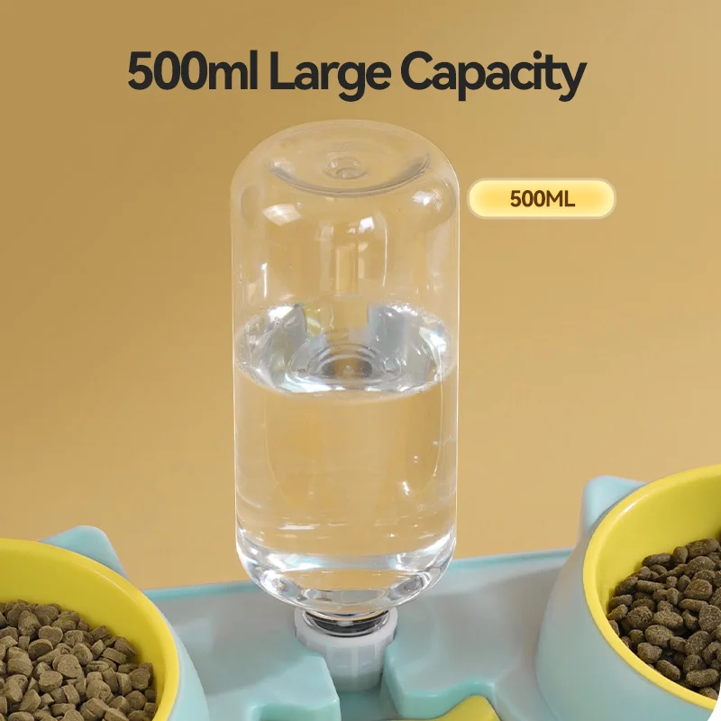 Robeco-cuencos 3 en 1 para mascotas, Con dispensador de agua, recarga automática de agua, doble alimentación, separación seca y húmeda, cuencos de comida para gatos, perros y Mascotas - imagen 5