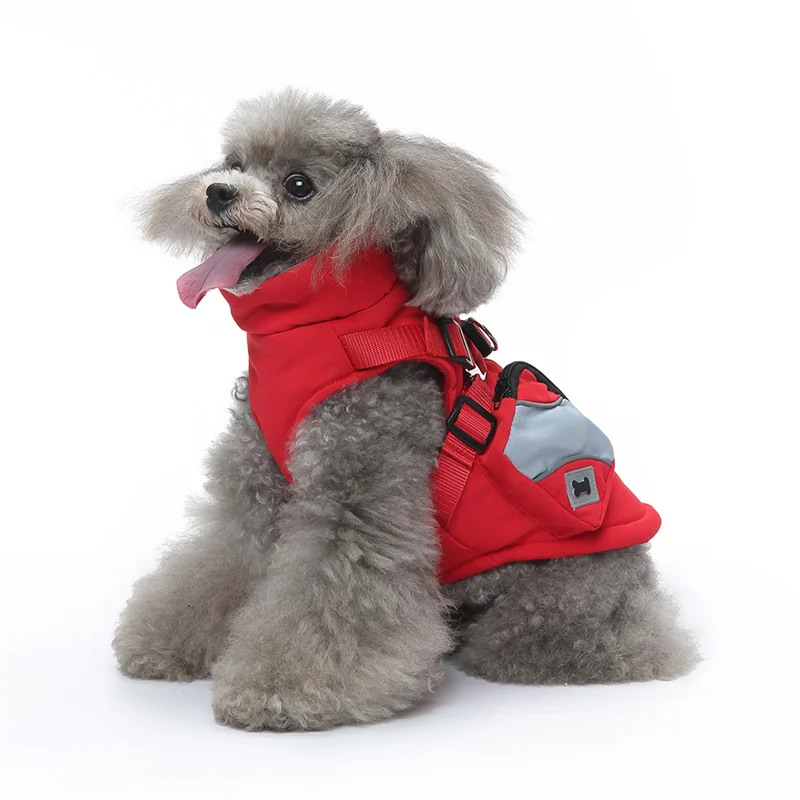 Winter Dog Jacket Harness 2 in 1 Fashion Dog Coat with Pocket for Small Dogs Pomeranian Chihuahua Warm Waterproof Puppy Clothes - imagen 4