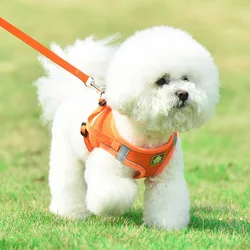 Arnés de pecho transpirable para perro con correa reflectante