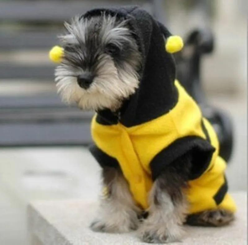 Ropa de estilo de abeja para mascotas, disfraz divertido para perros, alas de abeja, sudaderas con capucha de lana para cachorros, ropa para mascotas pequeñas - imagen 5