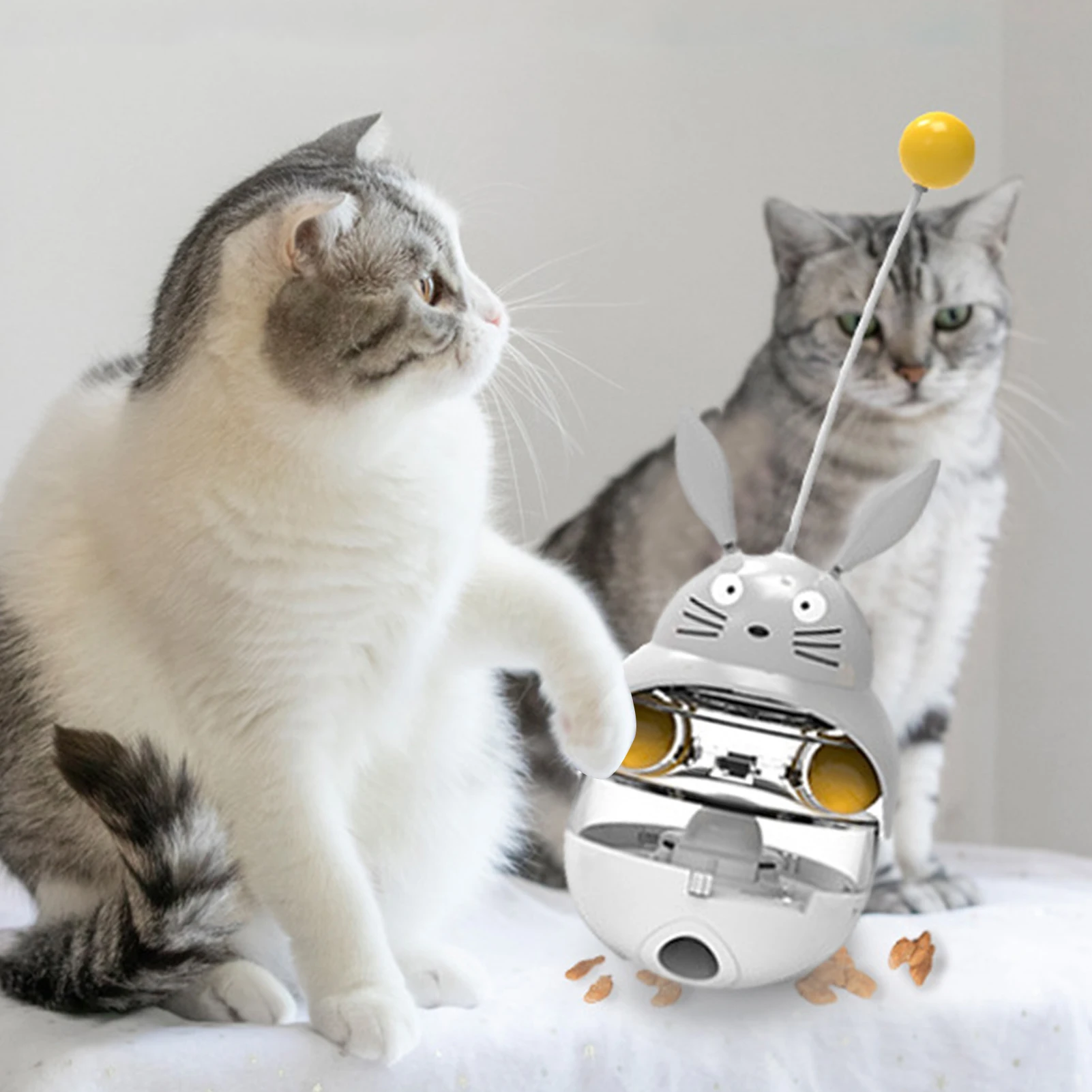 Dispensador de golosinas para gatos, juguete interactivo, vaso, alimentador de comida para gatos, juguete para tratar mascotas, alimentador lento, Bola de comida para gatos, aumenta el IQ 360 - imagen 5